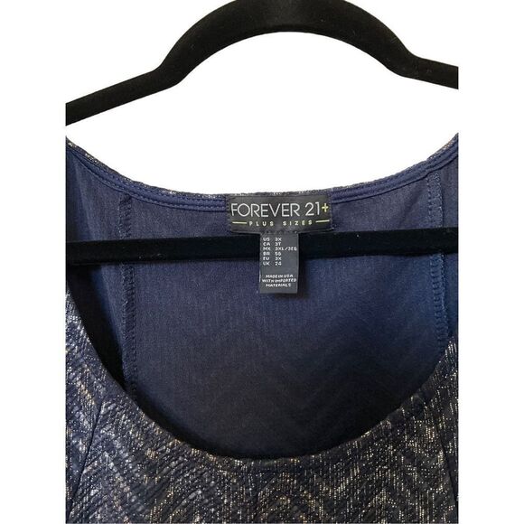 Forever 21 Plus Navy Blue with Gold Chevron Dress - Picture 4 of 4